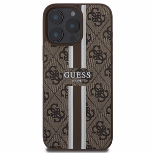 Guess 4G drukātās svītras magnētiskais viedtālruņa apvalks iPhone 16 Pro Max - brūns