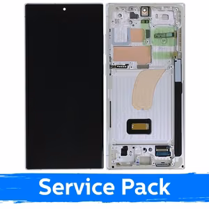 LCD displejs saderīgs ar Samsung S918 S23 Ultra ar rāmi / krēms / (Service Pack)