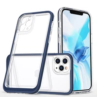 Caurspīdīgs 3in1 viedtālruņa apvalks iPhone 11 Pro Max zils rāmja gels