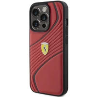 Ferrari Twist Metal Logo viedtālruņa apvalks iPhone 15 Pro - sarkans