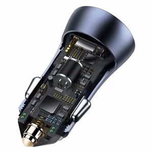 Car Charger Baseus "Golden Contactor" Grey 40W (1xPD / 1xQC3.0) + "Type-C / Lightning" 100cm cable