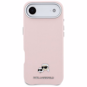 Karl Lagerfeld Karl & Choupette Head Pins Saffiano MagSafe iPhone Air Maciņš - rozā
