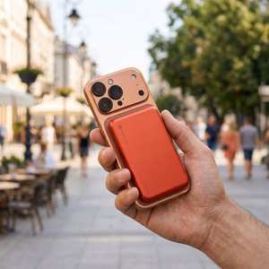 Forcell F-Energy Slim F5K9 ārējais akumulators, saderīgs ar MagSafe, 5000 mAh, 15 W, QC 4.0, PD 3.0, oranžs