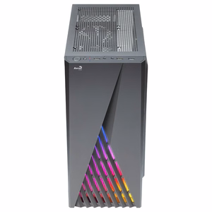 Aerocool DELTABKV1 ATX datora korpuss ar RGB priekšpusi, pilnu sānu logu un 12 cm ventilatoru, melns