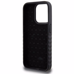 Mercedes Smooth Leather apvalks viedtālruņa iPhone 15 Pro - melns