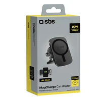 SBS TESUPWIR15WMS viedtālruņa turētājs ar lādētāju, saderīgs ar MagSafe - melns