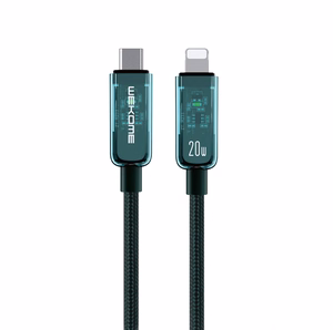 WEKOME WDC-181 Vanguard Series USB-C–Lightning uzlādes un datu kabelis, 1 m, PD 20 W, zaļš