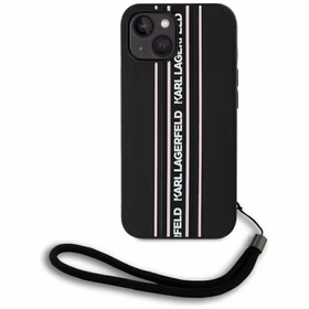 Karl Lagerfeld Saffiano Athleisure Stripes Cord viedtālruņa apvalks iPhone 15 - rozā