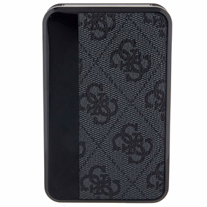 Guess Portatīvais lādētājs 18W GUPB10DP4GEGK 10000mAh melna/melna 4G Ādas Metāla Logotips