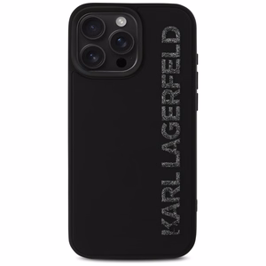 Karl Lagerfeld HC 3D Rubber Elongated Glitter iPhone 16 Pro Case - Black