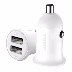 Baseus automašīnas lādētājs Grain Pro 2x USB 4,8A balts
