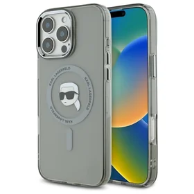 Karl Lagerfeld IML Metāla Karl Head Magnētiskais viedtālruņa apvalks iPhone 16 Pro - melns