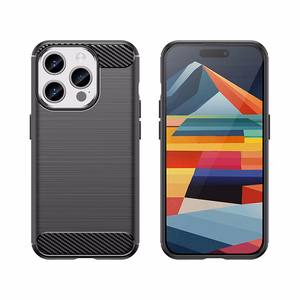 Elastīgs oglekļa raksta viedtālruņa apvalks iPhone 15 Pro Carbon Case - melns