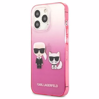 Karl Lagerfeld Gradient Ikonik Karl&Choupette viedtālruņa apvalks iPhone 13 Pro / iPhone 13 – rozā