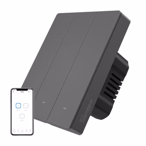 SONOFF M5-3C-80 viedais Wi-Fi sienas slēdzis (3 kanāli, rāmim, grafīta)