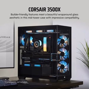 Corsair Midi Tower 3500X LXR LINK TG melns
