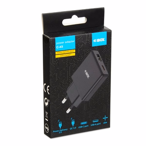 iBOX C-43 Slim GaN PD30W sienas lādētājs, melns