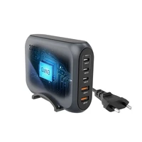 FORCELL F-ENERGY GaN III VT-51 pelēks galda lādētājs 3 x Type C + 2 x USB A PD QC4.0 SFC2.0 5A 200W