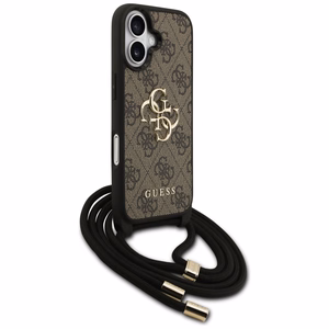 Oriģinālais apvalks GUESS 4G Liels logotips ar plecu jostu iPhone 17 brūns