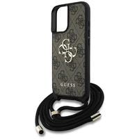Guess 4G Big Logo Cord Stap viedtālruņa apvalks iPhone 16 Plus - brūns