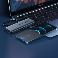 Choetech daudzfunkcionāls HUB ar displeju 12in1 USB-C uz USB-C / USB-A / HDMI / VGA / AUX / SD / TF pelēks (HUB-M26)