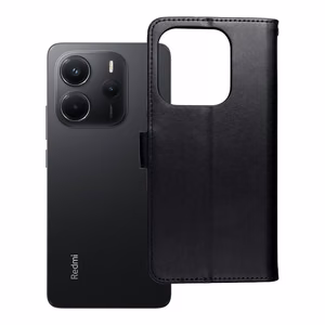 MEZZO grāmatas tipa viedtālruņa apvalks XIAOMI Redmi Note 14 4G (GLOBAL - 164,84mm x 78,15mm x 8,16mm) ar lācīti, melns