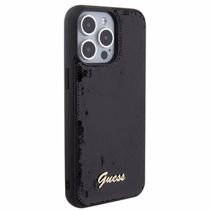 Guess Sequin Script Metal apvalks priekš iPhone 15 Pro Max - melns
