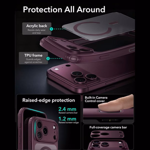 ESR Classic Hybrid MagSafe maciņš, paredzēts iPhone 18 Pro Max / 17 Pro Max, tumšā ķiršu krāsā