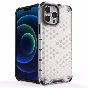 Honeycomb Case armor cover with TPU Bumper for iPhone 13 Pro Max transparent