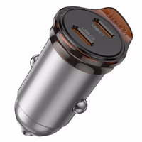 Automobiļa lādētājs Hoco 2 x USB C PD QC3.0 45W NZ16B metāla pelēks