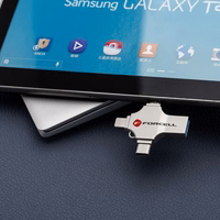 FORCELL F-DATA zibatmiņa Metal Quad 16GB USB3.2 Gen 1 (USB A / Type C / Lightning / Micro USB) sudraba