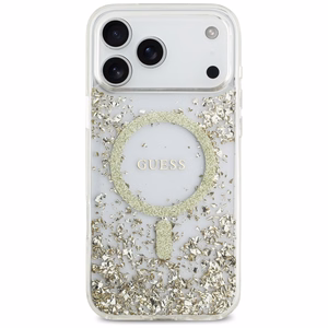 Guess Resin Bottom Glitter MagSafe Case for iPhone 17 Pro Max - Gold