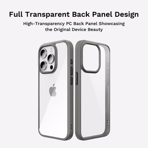 Rock Guard sērijas viedtālruņa apvalks Iphone 16 Plus caurspīdīgs-melns