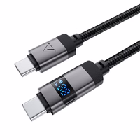 Acefast C15-03 USB-C - USB-C kabelis ar displeju 480Mb/s 60W 1,2 m - melns