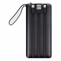 Power Bank Veger "W1116" melns 10000mAh (PD / QC3.0) + integrēts 3in1 kabelis