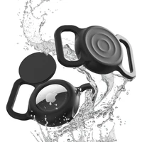 AirTag silikona ūdensizturīgs apvalks suņa vai kaķa kaklasiksnai - melns