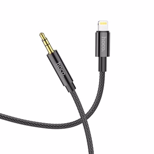 AUX kabelis Jack 3,5 mm uz Lightning Hoco 1 m UPA19 melns