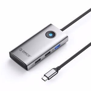 Orico PW11-5P USB-C centrmezgls-dokstacija: USB-A 3.0, 2× USB-A 2.0, USB-C PD, HDMI, pelēks