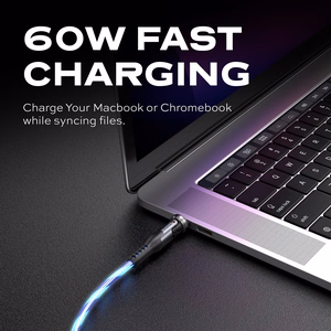 STATIK PowerPivot Pro, spīdošs LED kabelis, USB-C uz USB-C, 1 m, melns