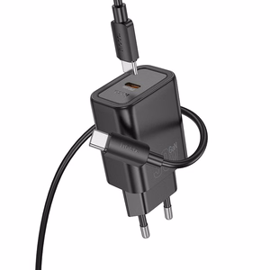 Lādētājs Hoco N62 30W GaN USB-C + USB-C uz USB-C kabelis 1.0m melns