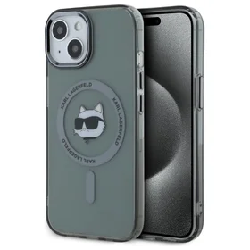 Karl Lagerfeld KLHMP15SHLSCHK iPhone 15 6.1" melns cietais viedtālruņa apvalks IML Metal Choupette Head Magnētiskais (MagSafe)