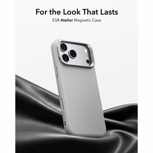 ESR Leather vāciņš modelim iPhone 18 Pro Max / 17 Pro Max, ar statīvu, saderīgs ar MagSafe – pelēks