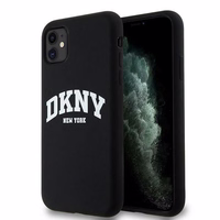 DKNY Šķidrs silikona balts drukāts logotips magnētiskais viedtālruņa apvalks iPhone 11/Xr - melns