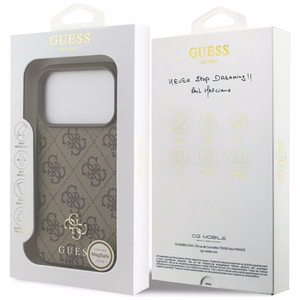 Guess 4G Small Classic Logo MagSafe Чехол для iPhone 17 Pro - коричневый