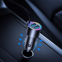 Auto lādētājs Joyroom "JR-CL25" Melns 17W (2xQC3.0 / ar LED Lighting) + "Lightning" kabelis 150cm