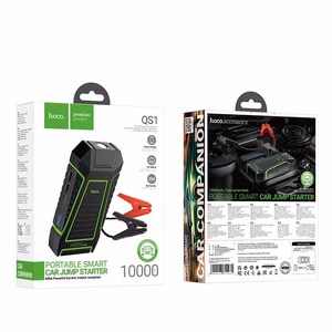 Portatīvais lādētājs (m) Hoco 10000 mAh 3A QS1 ar automobiļa avārijas palaidēju melns