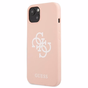 Guess GUHCP13SLS4GWPI iPhone 13 mini 5.4 silikona 4G logotipu kietais apvalks - rozā