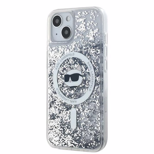 Karl Lagerfeld Šķidrie Spīdumi Choupette galvas MagSafe apvalks iPhone 14 / 15 / 13 - caurspīdīgs