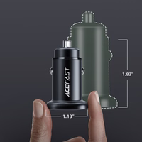 Acefast automašīnas lādētājs 38W USB Type C / USB, PPS, Power Delivery, Quick Charge 3.0, AFC, FCP melns (B1 melns)