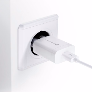 FORCELL F-ENERGY TFK-TC-1099 ceļojumu lādētājs USB A + kabelis USB A uz Type C QC3.0 2,4A 18W balts